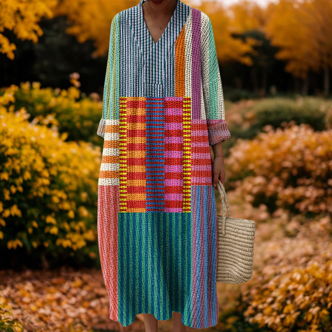 Renee | Geometric Pattern Knitted Dress