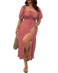 SERENE™ – Elegant Plus Size Tie Front Floral Dress