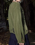Halloween Skeleton Dark Style Ripped Long Sleeve Sweater