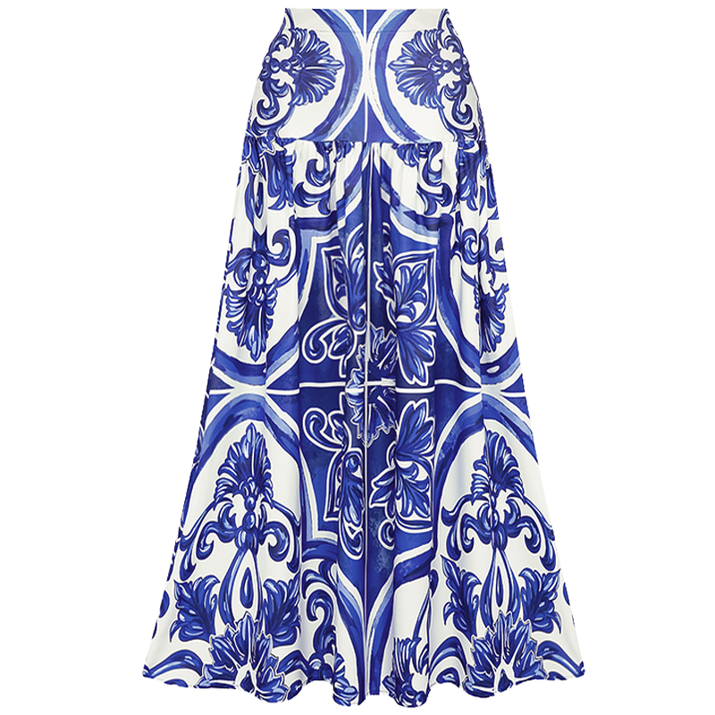 Sling Classic Majolica Series Pattern Print One Piece Swimsuit