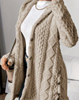 Paula™ - Plush Diamond-Patterned Hooded Cardigan