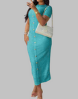 REGAN™ - Elegant Round Neck Fake Button Dress