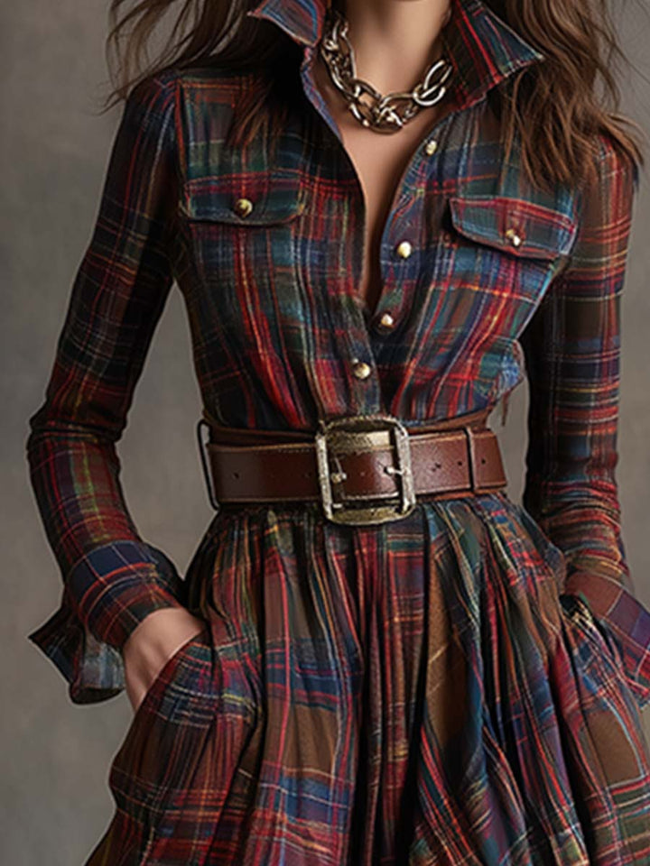 Giulietta - Maxi Checkered Shirt Dress