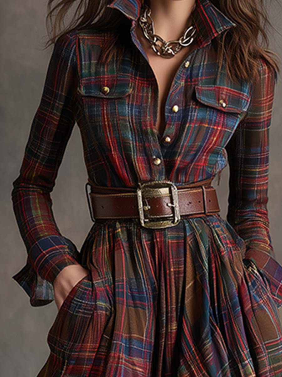 Giulietta - Maxi Checkered Shirt Dress