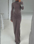 BETTY™ - Classy Ruched Long Sleeve Mock Bodycon Maxi Dress