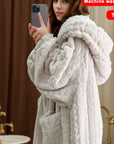 Lucy™ - Cozy Coral Fleece Hooded Robe