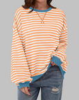 Licha™ - Casual Long Sleeve Round Neck Striped Sweatshirt