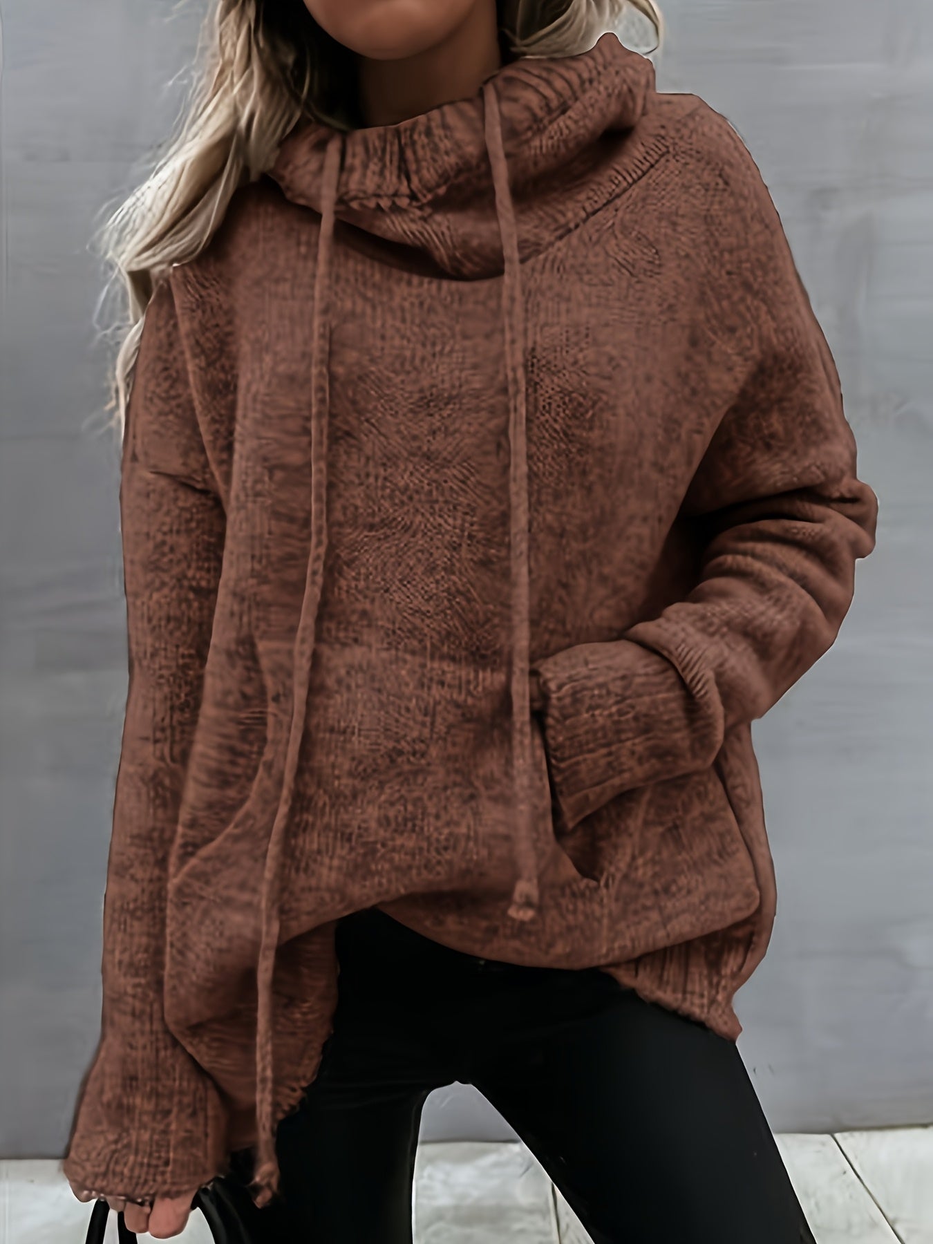 Zelina - Long Sleeve Sweater With Pocket