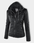 Pia | Modern leather jacket with hood