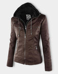 Pia | Modern leather jacket with hood