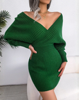 CLARA™ - Chic Wrapped V-Neck Long Sleeve Bodycon Mini Dress