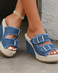 Zoya - Fray Edge Wedge Sandals With Modern Comfort Lift