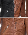 Pia | Modern leather jacket with hood