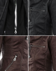 Pia | Modern leather jacket with hood
