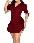ZINDRA™ – Drawstring V-Neck Bodycon Mini Dress