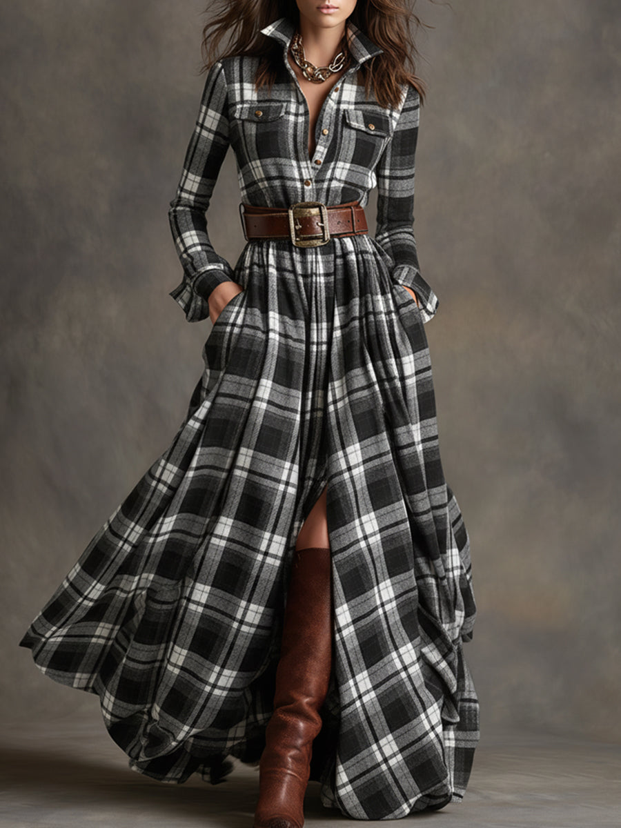 Giulietta - Maxi Checkered Shirt Dress