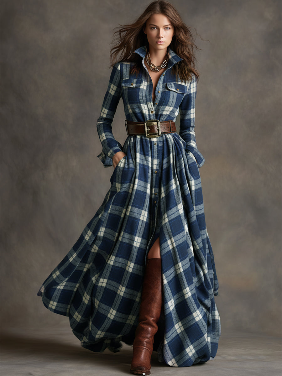 Giulietta - Maxi Checkered Shirt Dress