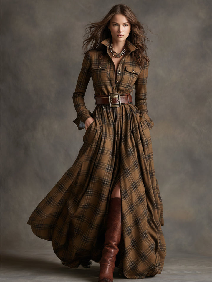 Giulietta - Maxi Checkered Shirt Dress