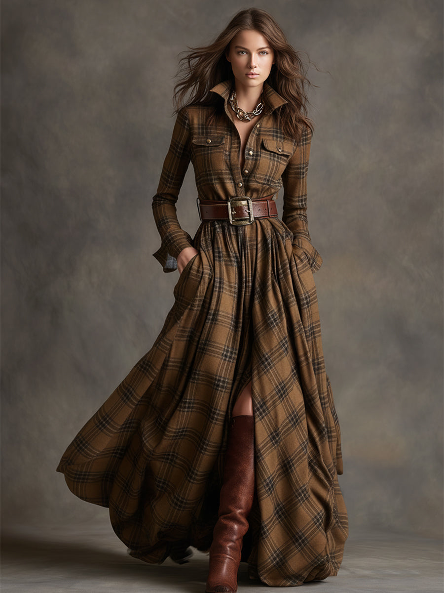 Giulietta - Maxi Checkered Shirt Dress
