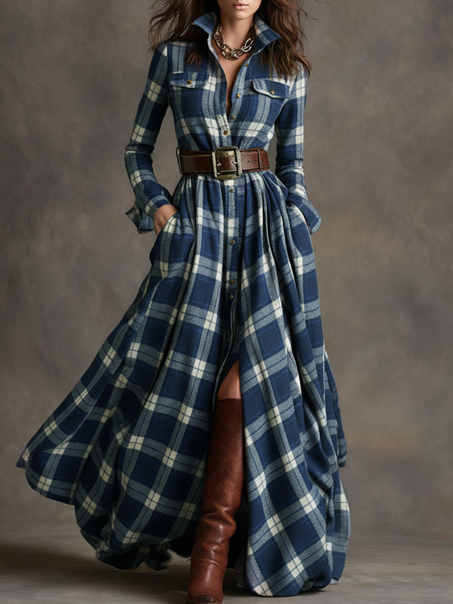 Giulietta - Maxi Checkered Shirt Dress