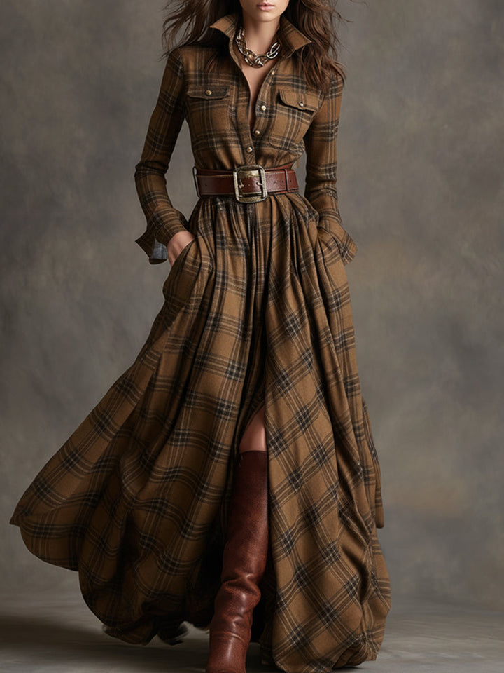 Giulietta - Maxi Checkered Shirt Dress