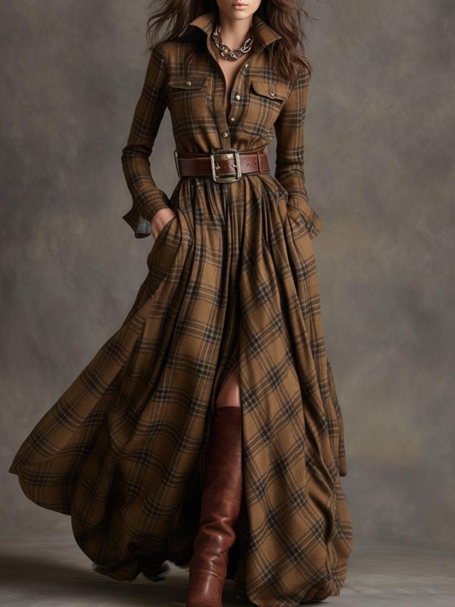 Giulietta - Maxi Checkered Shirt Dress