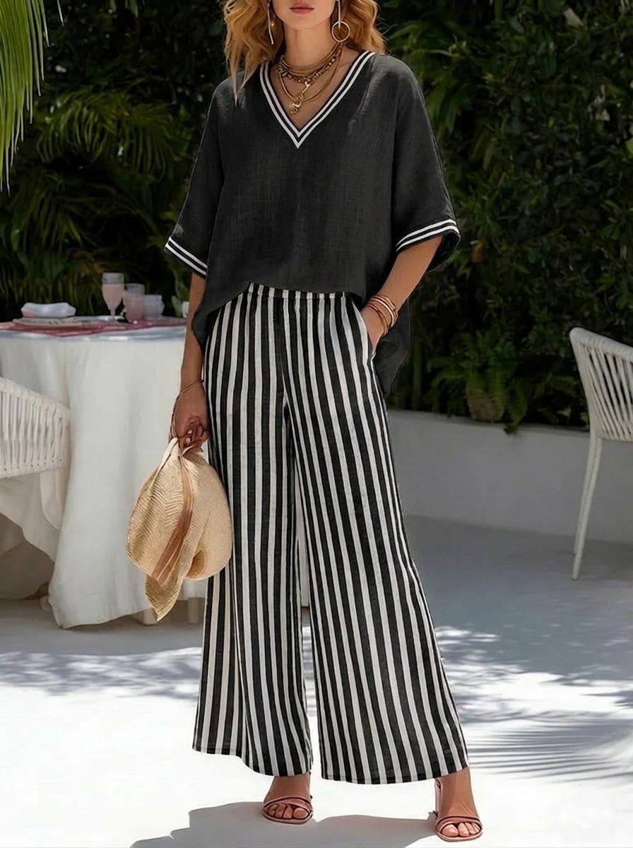 Amalia - An Elegant Yet Casual Striped Set
