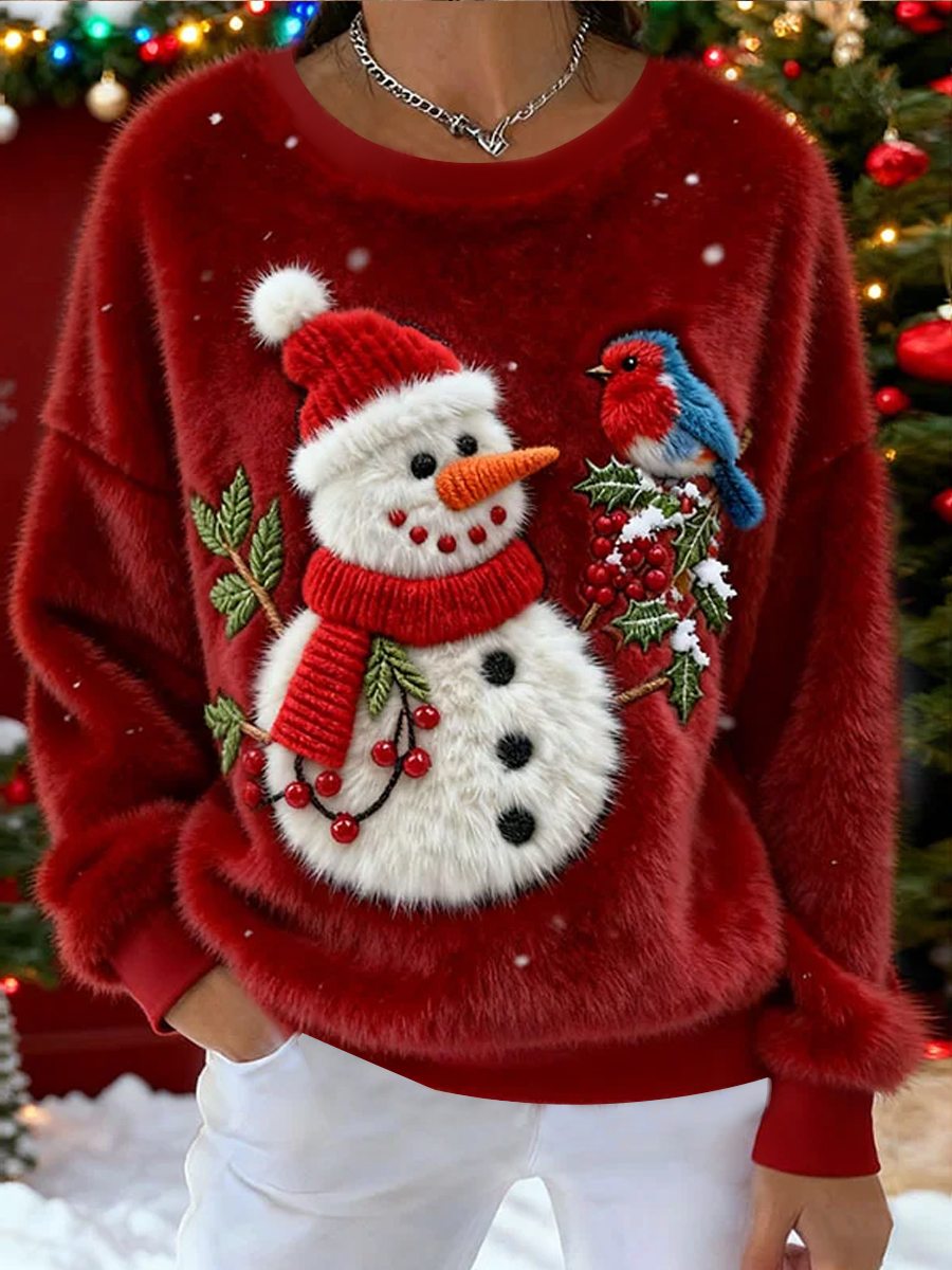 Casual Christmas Cat Art Flannel Sweatshirt for Women