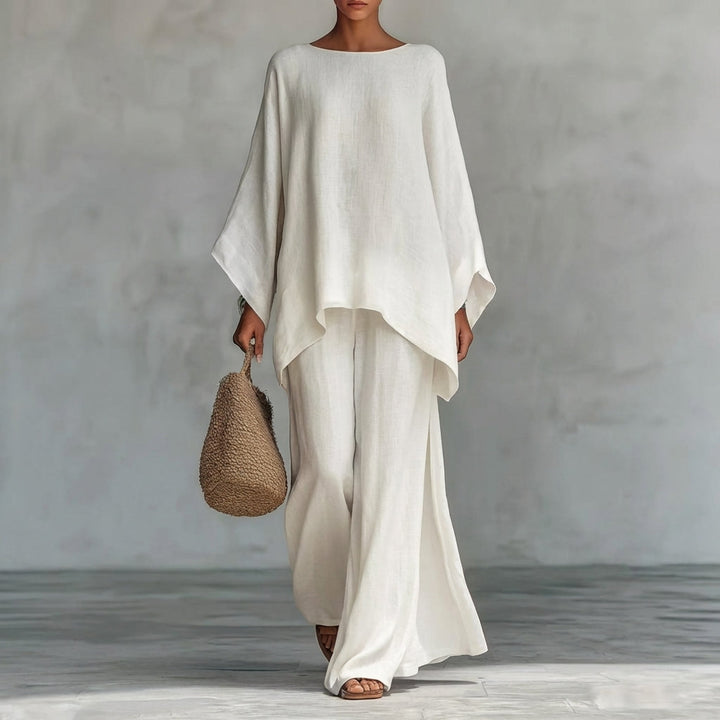 Cristina™ | Two-piece set with long sleeves and wide-leg pants