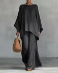 Cristina™ | Two-piece set with long sleeves and wide-leg pants