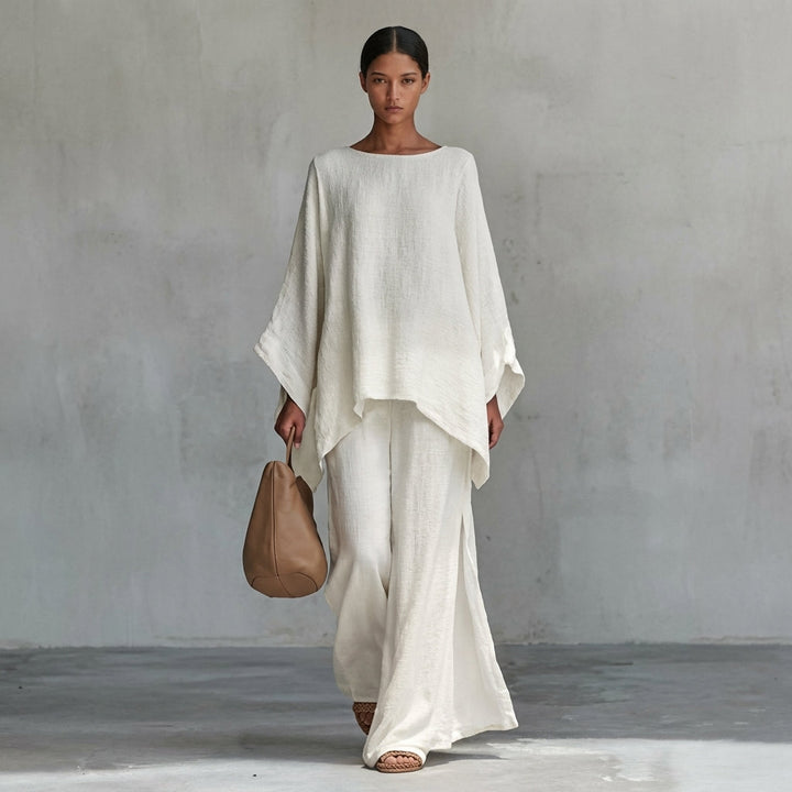 Cristina™ | Two-piece set with long sleeves and wide-leg pants