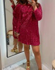 BONNIE™ -  Elegant Sequin Dress with Fitted Round Neck & Long Sleeves