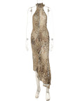 SABINA™ - Graceful Leopard Backless Sleeveless Maxi Dress