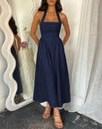 MYRNA™ - Vintage Summer Sleeveless Halter Neck A Line Maxi Dress