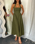 MYRNA™ - Vintage Summer Sleeveless Halter Neck A Line Maxi Dress
