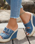 Zoya - Fray Edge Wedge Sandals With Modern Comfort Lift