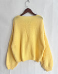 Solid Color Crew Neck Lace-Up Cardigan