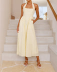 MYRNA™ - Vintage Summer Sleeveless Halter Neck A Line Maxi Dress