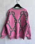 V-Neck Casual Color Contrast Knit Cardigan