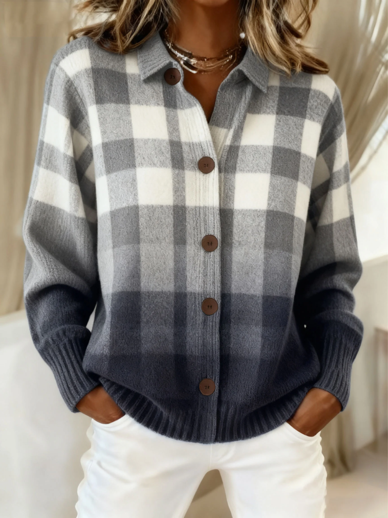 Mara – Checkered knit blouse