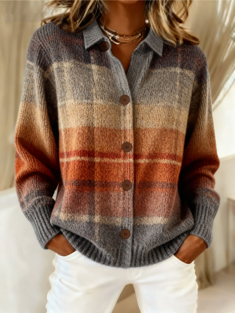 Fleur – Checkered blouse in warm autumn tones