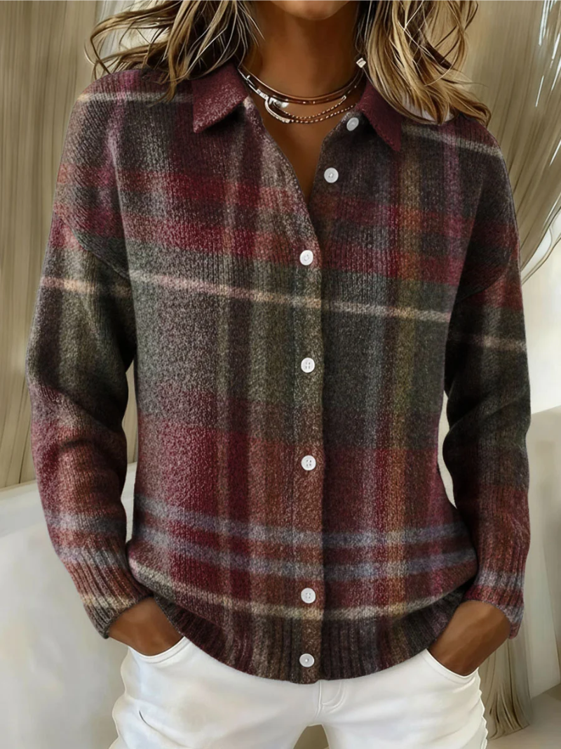 Emily – Checkered knit blouse