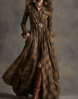 Barbara ❘ Long plaid dress with belt