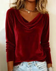 Margaret - Luxurious Velvet Drape-Neck Top
