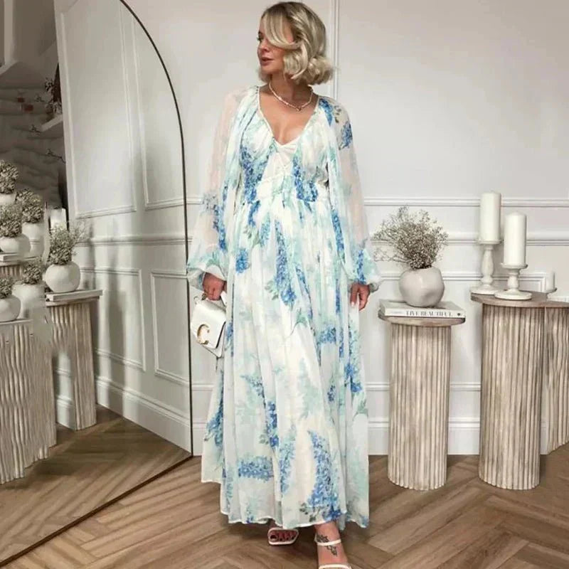 Athena | Floral Drawstring Maxi Dress