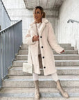 Jenna - Teddy Plush Button Coat