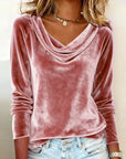 Margaret - Luxurious Velvet Drape-Neck Top