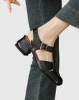 Madella – Elegant Leather Sandals with Block Heel