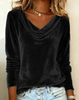 Margaret - Luxurious Velvet Drape-Neck Top