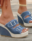 Zoya - Fray Edge Wedge Sandals With Modern Comfort Lift